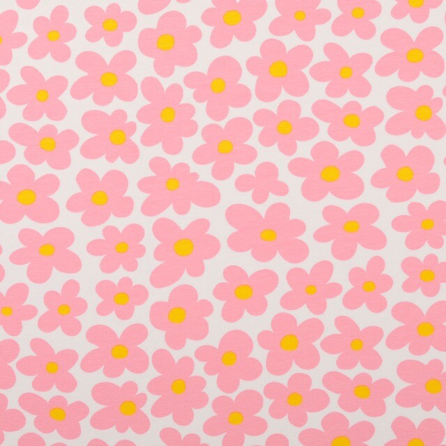 Cotton jersey flowers pink