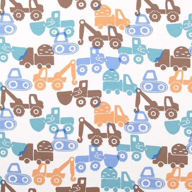 Cotton jersey construction vehicles blue