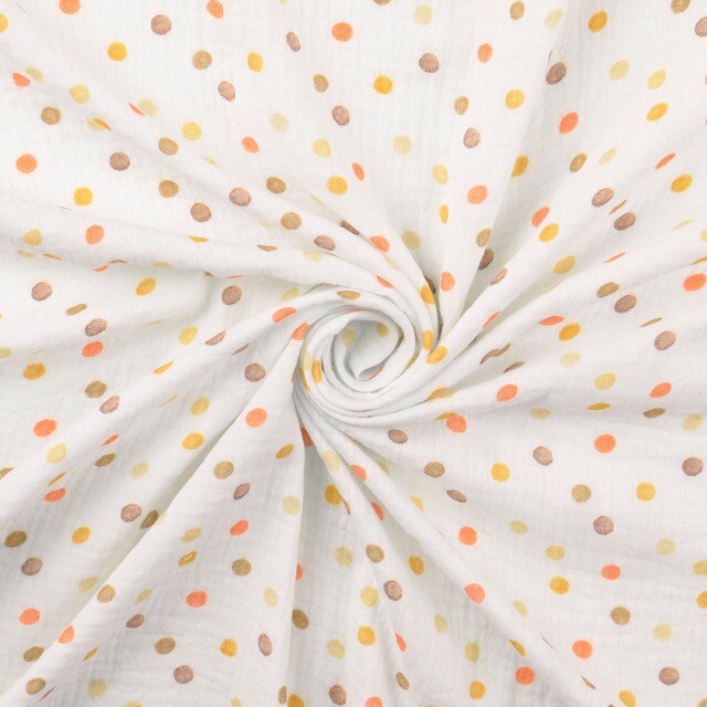 Cotton muslin digital print dots brown