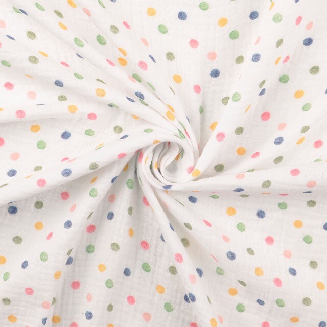 Cotton muslin digital print dots pink