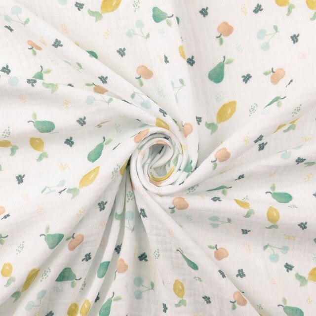 Cotton muslin digital print fruit green