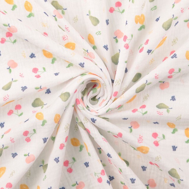 Cotton muslin digital print fruit pink