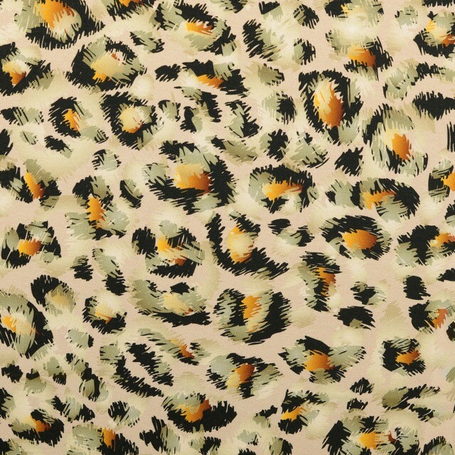 Cotton jersey digital print leopard beige