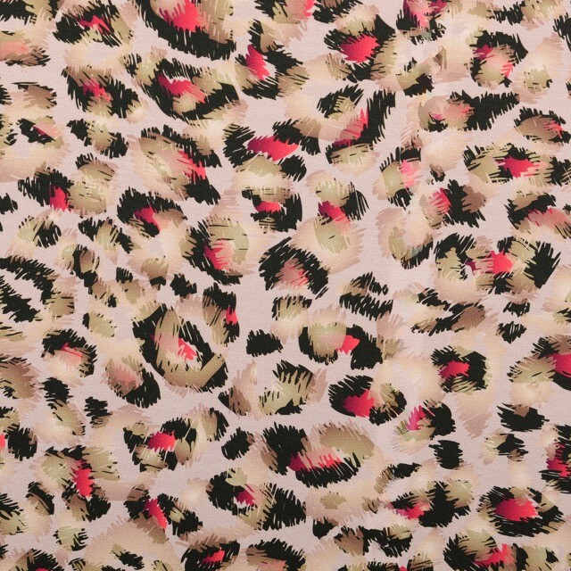 Cotton jersey digital print leopard pink