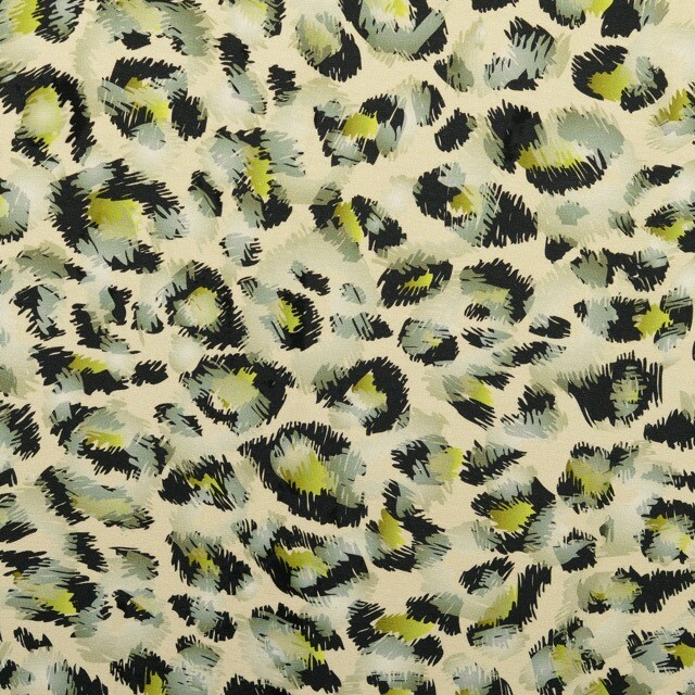 Cotton jersey digital print leopard green