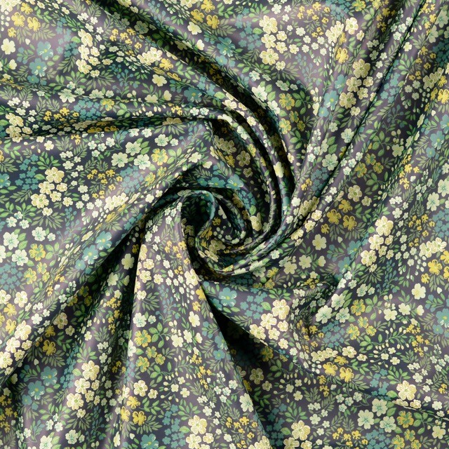 Raincoat fabric digital print flowers green