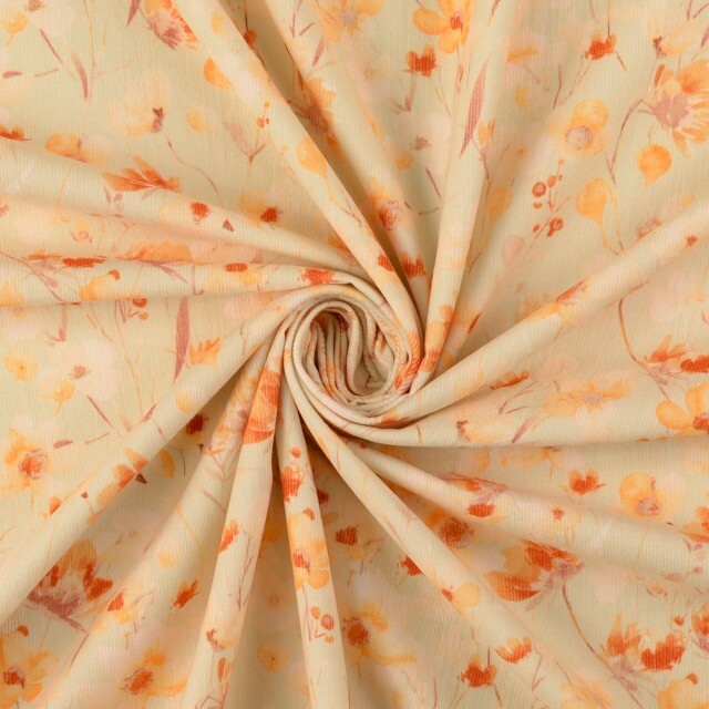 Baby cord digital print flowers sand