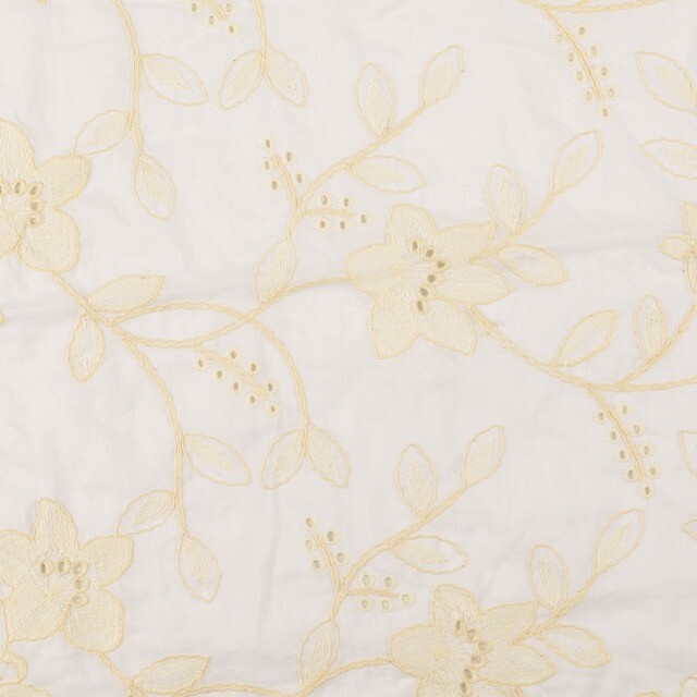 Voile fabric embroidery flowers white