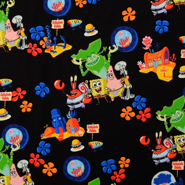 Cotton jersey digital print spongebob black