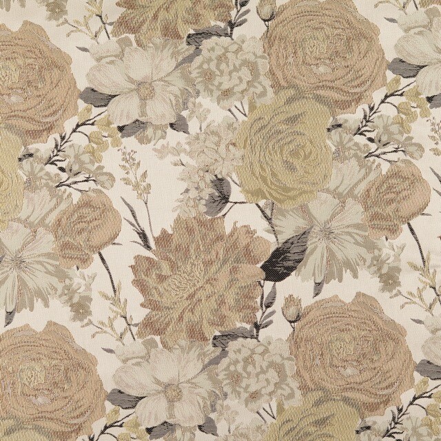 Jacquard fabric flowers beige