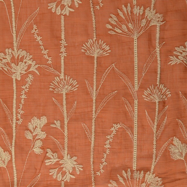 Voile fabric embroidery flowers brick