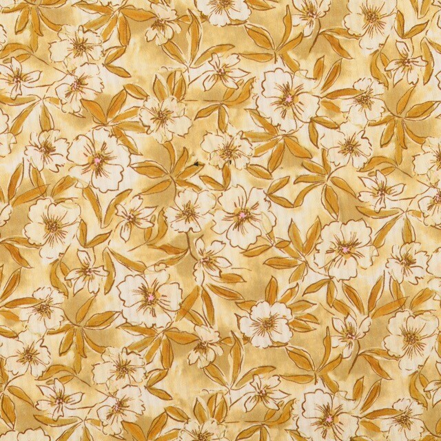 Cotton poplin flowers brown