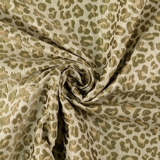 Jacquard fabric lurex leopard olive green