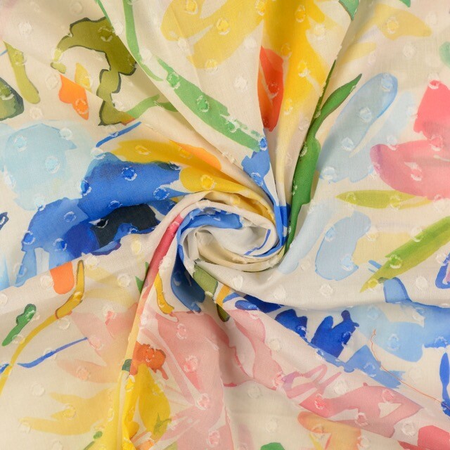 Cotton voile scherli digital print abstract multicolor