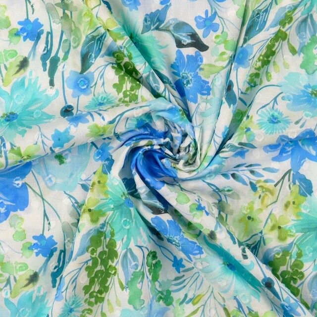 Cotton voile scherli digital print flowers pink