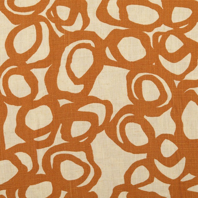 Viscose linen printed abstract brown