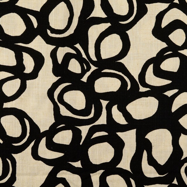 Viscose linen printed abstract black