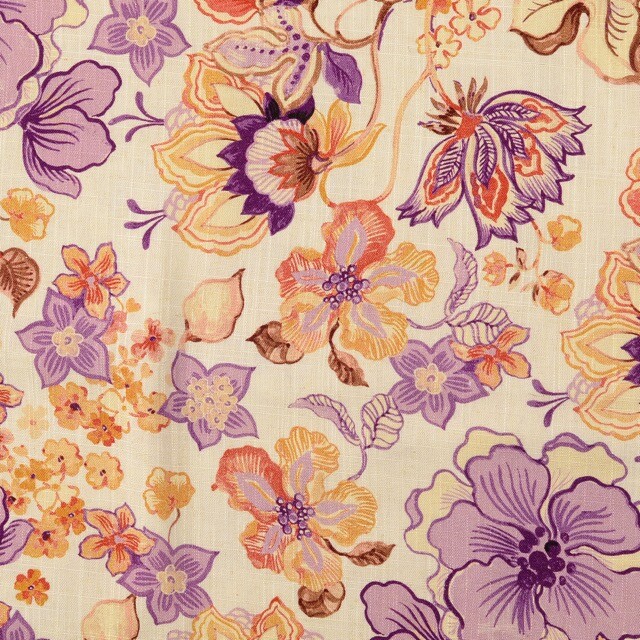 Viscose linen digital print flowers pink