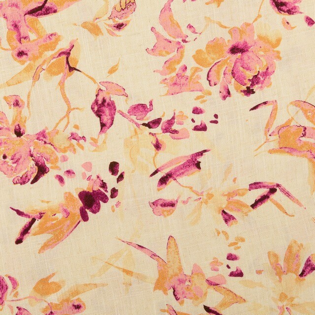 Viscose linen digital print flowers pink