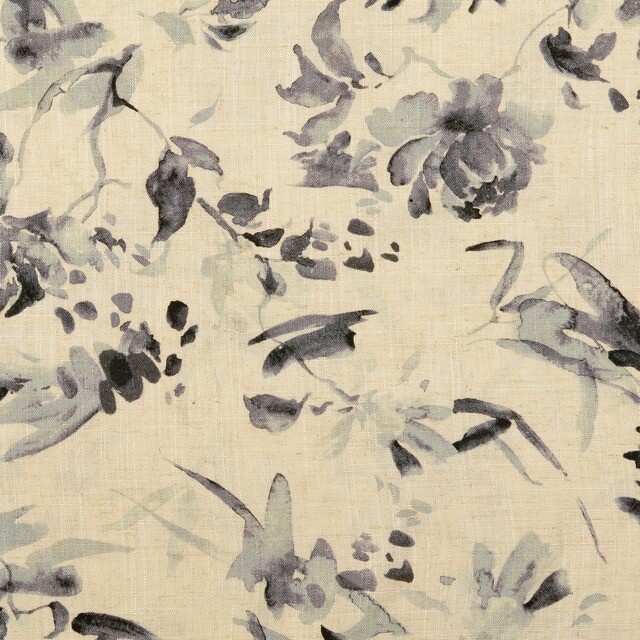 Viscose linen digital print flowers grey
