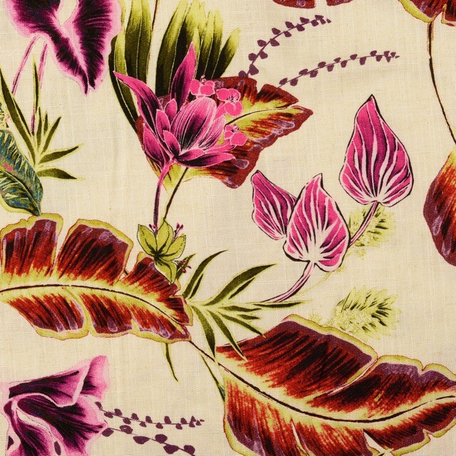 Viscose linen digital print palm trees pink