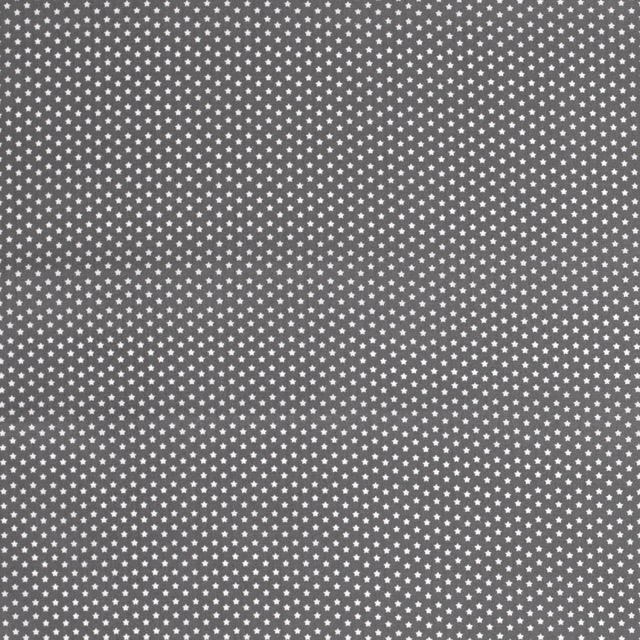 Cotton poplin printed stars dark grey