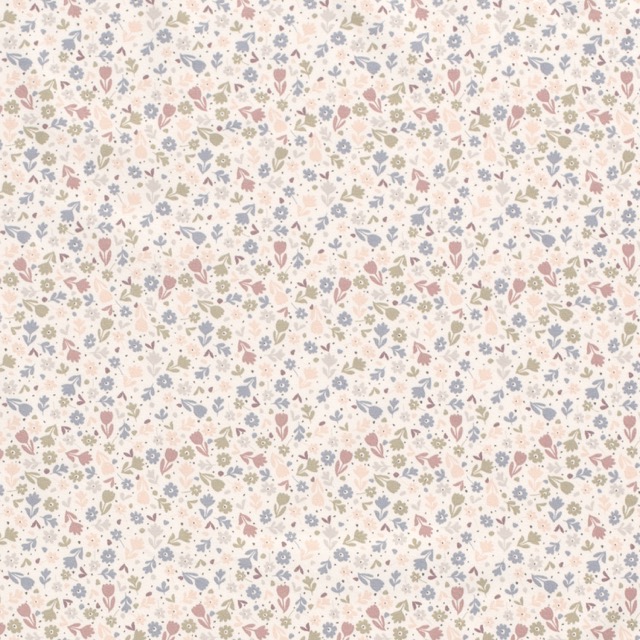 Cotton jersey flowers offwhite