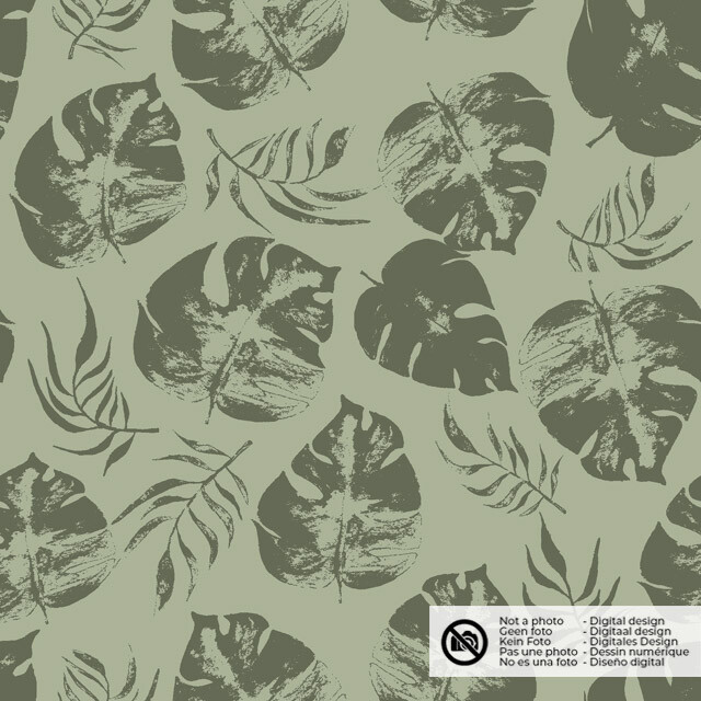 Cotton poplin leaves olive green