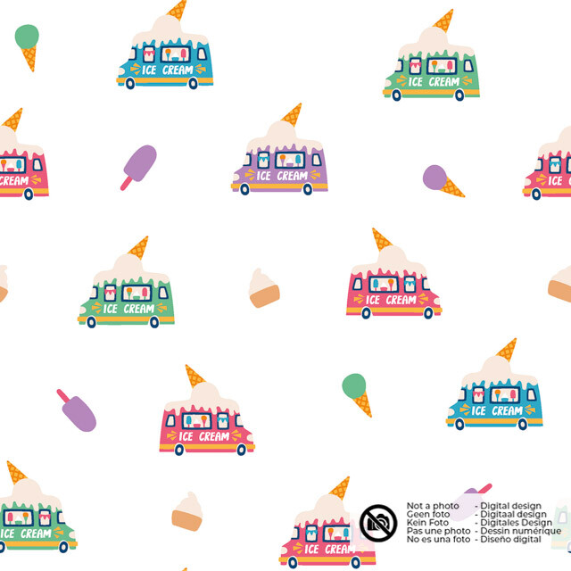 Cotton poplin ice cream truck white