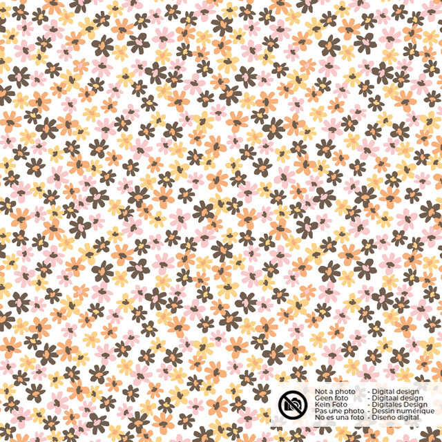 Cotton poplin flowers brown