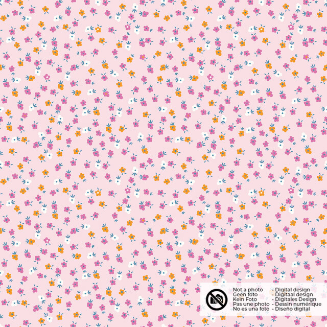 Cotton poplin flowers pink