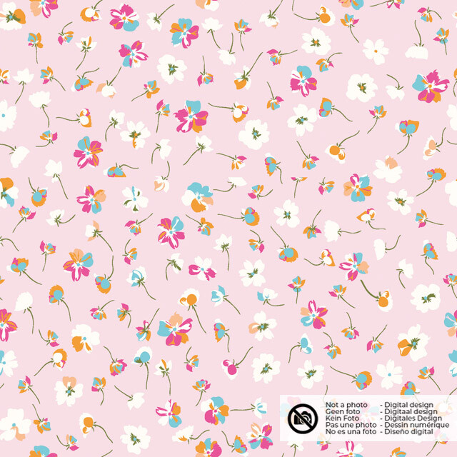 cotton poplin flowers light pink