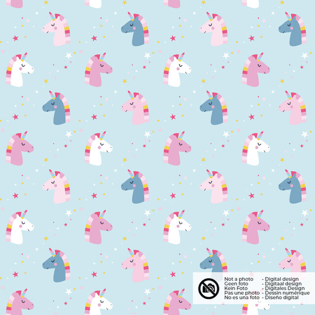 Cotton poplin unicorns light blue