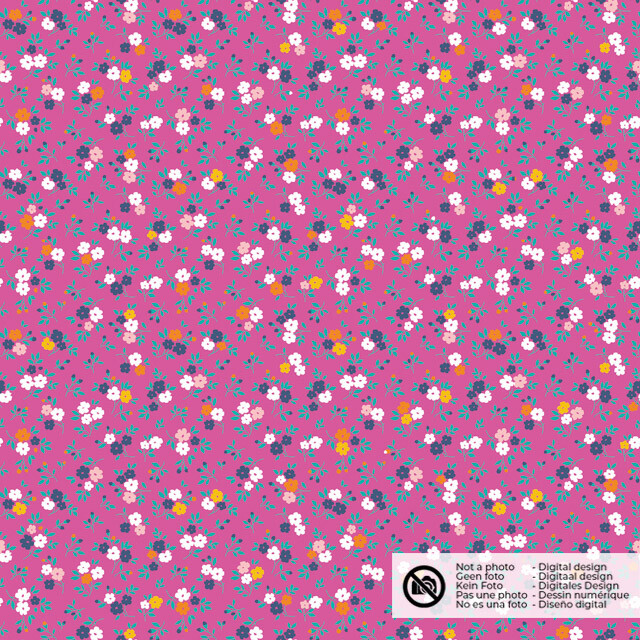 cotton poplin flowers fuchsia