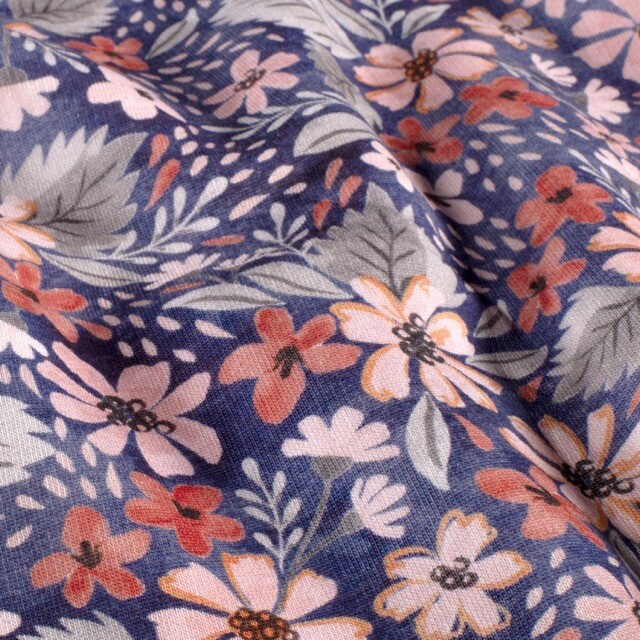 jogging fabric flowers navy