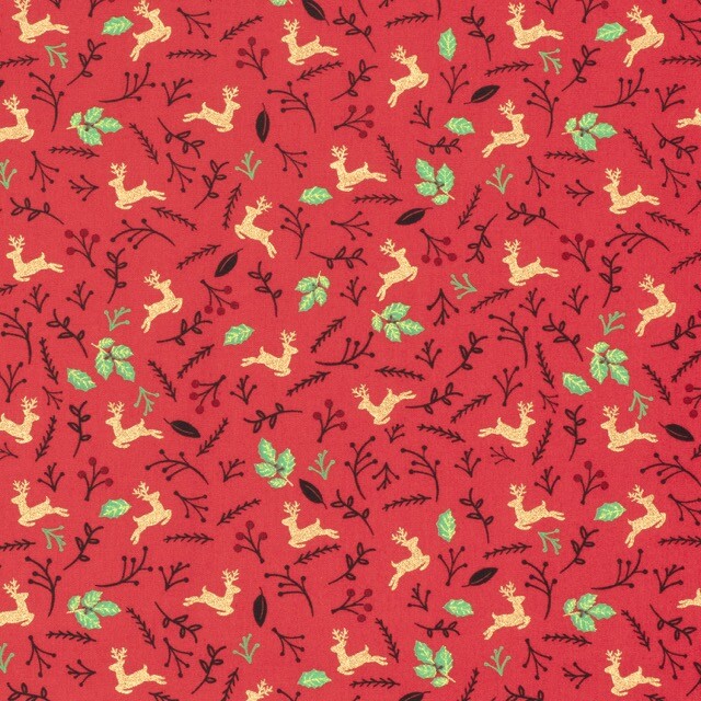 Cotton christmas deer red/gold
