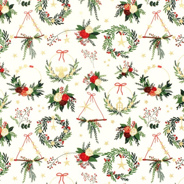 cotton christmas ornaments offwhite/gold