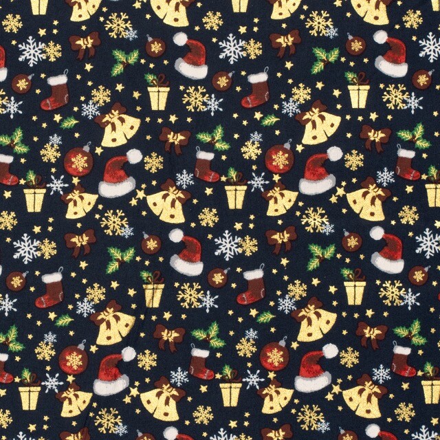 cotton christmas ornaments navy/gold