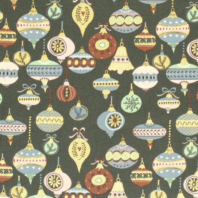 cotton christmas balls dark green/gold