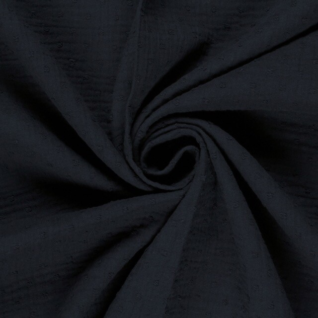 Cotton muslin dobby dots navy