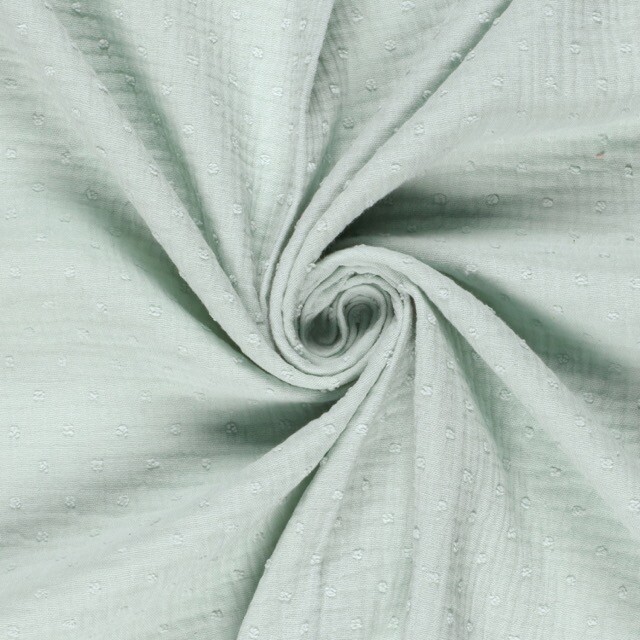 Cotton muslin dobby dots mint