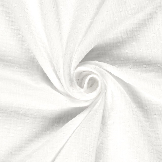 Cotton muslin dobby dots offwhite