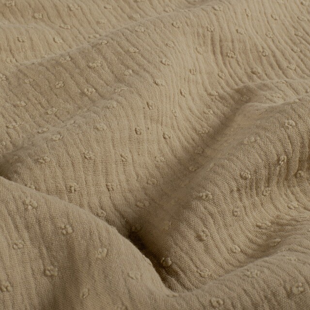 Cotton muslin dobby dots camel