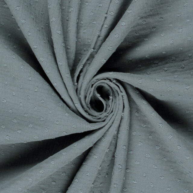 Cotton muslin dobby dots indigo