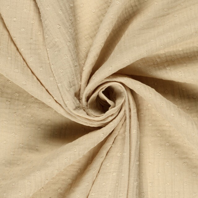 Cotton muslin dobby dots offwhite
