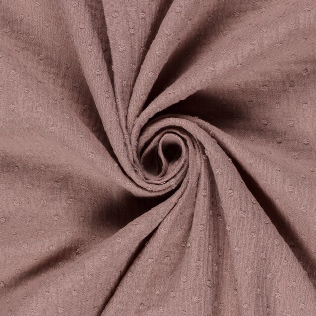 Cotton muslin dobby dots light mauve