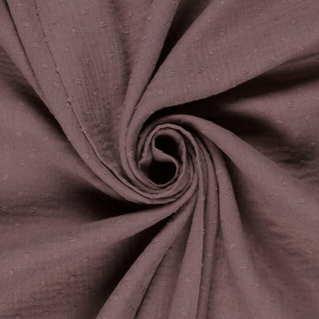 Cotton muslin dobby dots mauve