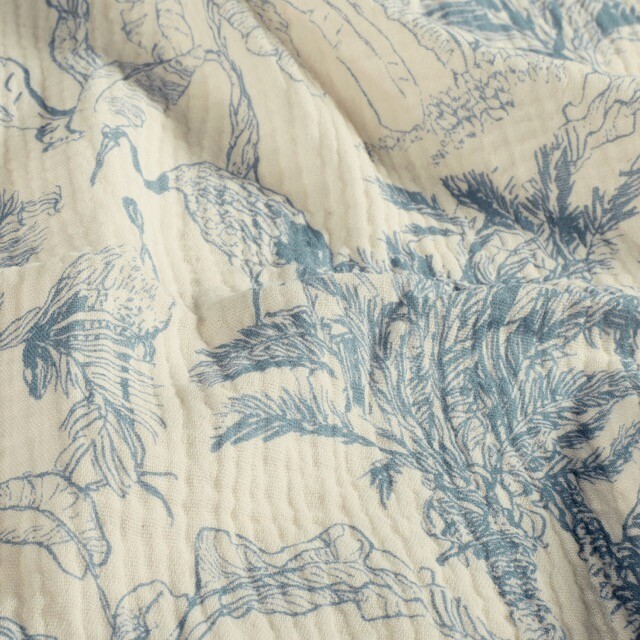 Cotton muslin jungle cobalt