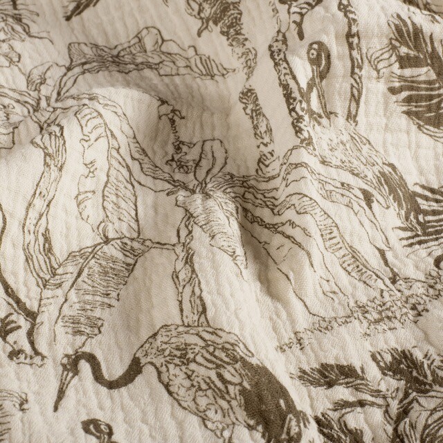 Cotton muslin jungle taupe grey