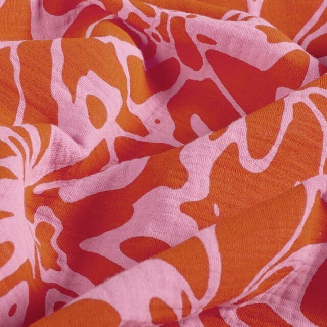 Cotton muslin abstract orange
